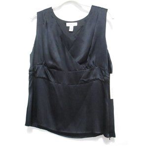 NWT Amanda Smith 100% SILK Sleeveless Top Black Size 16